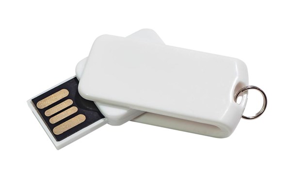 Obrázky: Malý bílý otočný USB flash disk 8GB s kroužkem, Obrázek 3