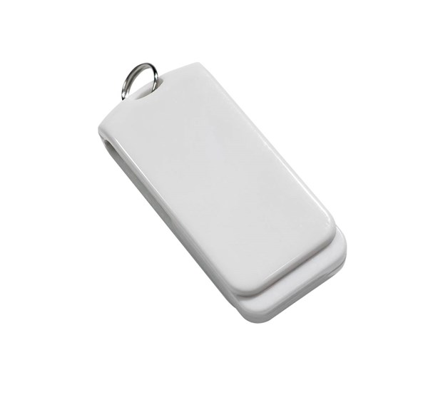 Obrázky: Malý bílý otočný USB flash disk 8GB s kroužkem, Obrázek 5
