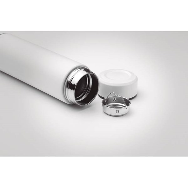 Obrázky: Nerezová termoska 425 ml s louhovačem, bílá, Obrázek 4