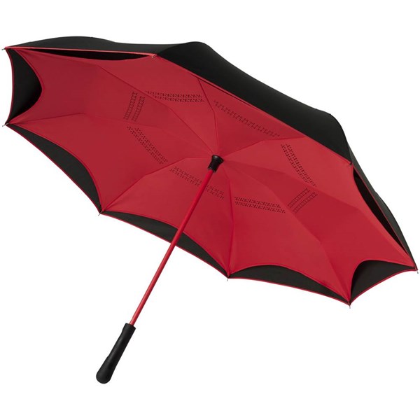 Obrázky: Reverzní deštník s rovným úchopem červená