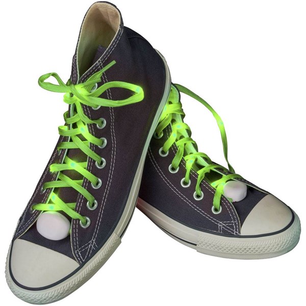 Obrázky: Světle zelené LED tkaničky do bot