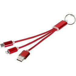 Obrázky: Červený nabíjecí kabel 3 v 1 s kroužkem na klíče