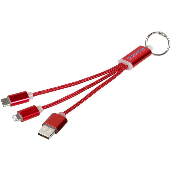 Obrázky: Červený nabíjecí kabel 3 v 1 s kroužkem na klíče, Obrázek 5