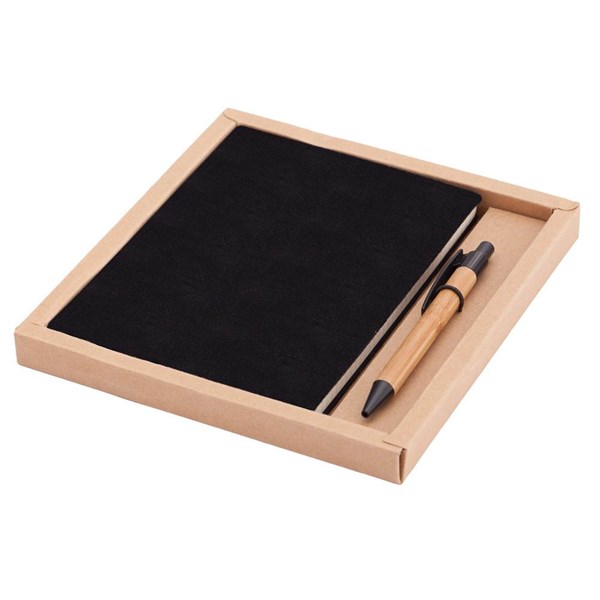 Obrázky: Černá sada zápisníku a bambusového kulič. pera