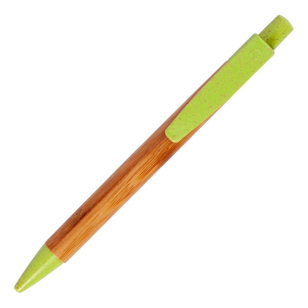Obrázky: Bambusové kuličkové pero s zelenými plast. doplňky, Obrázek 3