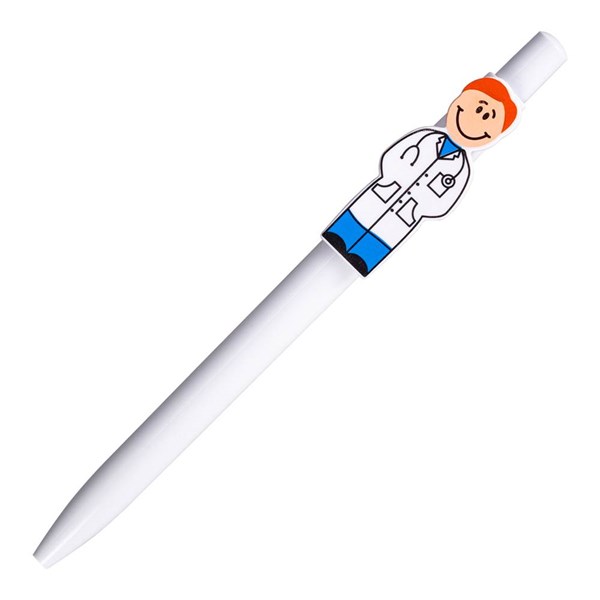 Obrázky: Bílé plastové kuličkové pero, klip doktor, Obrázek 2