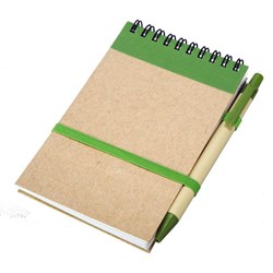 Obrázky: Zelený kroužkový zápisník s perem, čisté strany