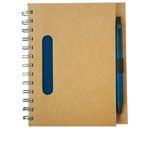 Obrázky: Modrý kroužkový zápisník z recykl. papíru s perem, Obrázek 3