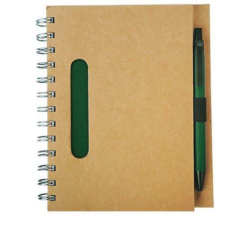 Obrázky: Zelený kroužkový zápisník z recykl. papíru s perem, Obrázek 2