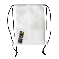 Obrázky: Bílý jednoduchý batoh s voskovkami z net. textilie