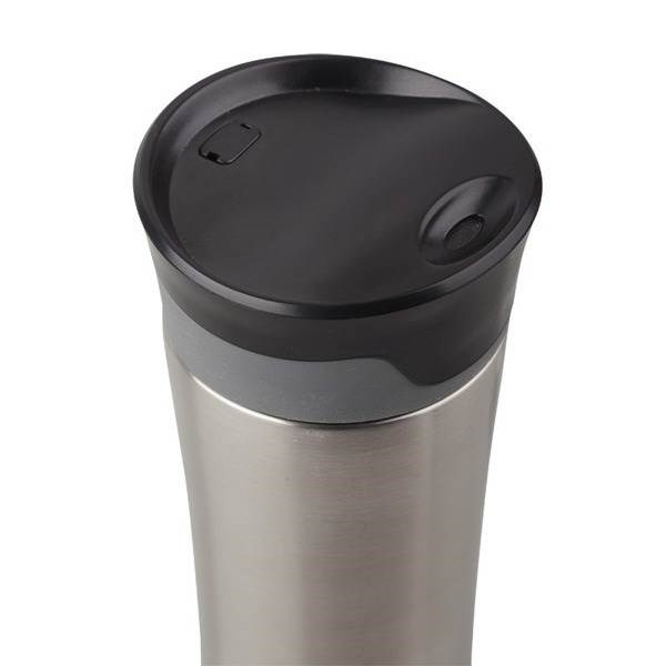Obrázky: Stříbrný termohrnek 430 ml s černým víčkem, Obrázek 2