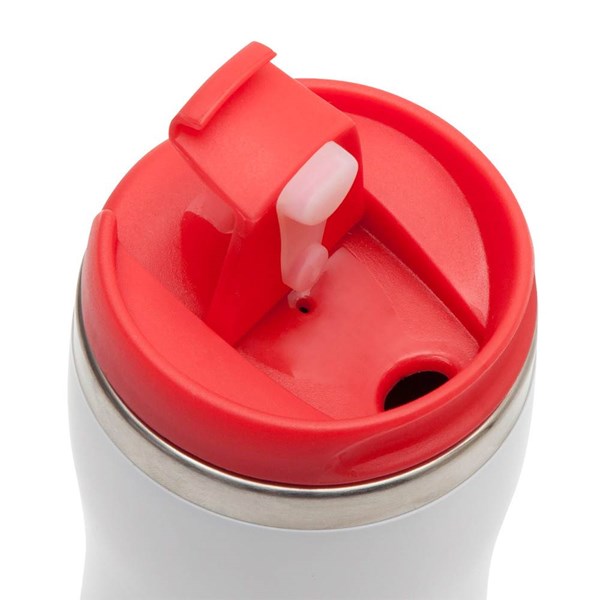 Obrázky: Bílý plast. termohrnek 350 ml s červeným víčkem, Obrázek 2
