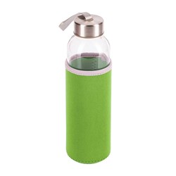 Obrázky: Skleněná láhev 500 ml s zeleným neopren. obalem