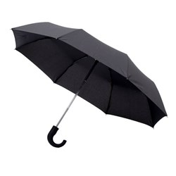 Obrázky: Černý automatický skládací deštník, zahnutá rukojeť