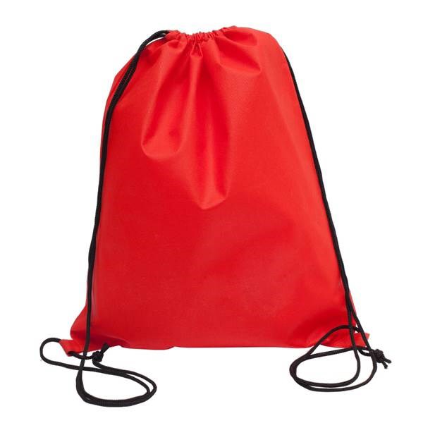 Obrázky: Jednoduchý stahovací batoh z net.textilie, červený
