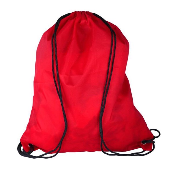 Obrázky: Jednoduchý polyesterový stahovací batoh červený