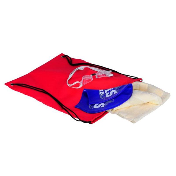 Obrázky: Jednoduchý polyesterový stahovací batoh červený, Obrázek 3