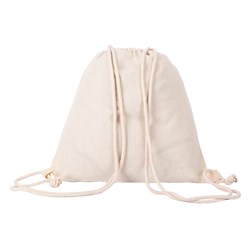 Obrázky: Béžový jednoduchý stahovací batoh z bavlny