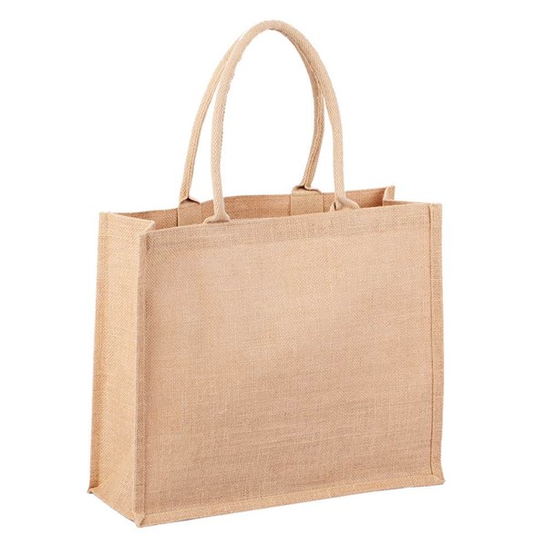 Obrázky: Béžová laminovaná nákupní taška z juty, Obrázek 1