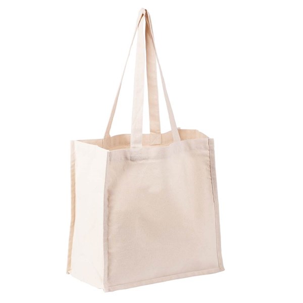 Obrázky: Béžová nákupní taška 270g/m2 s dl. uchy z bavlny