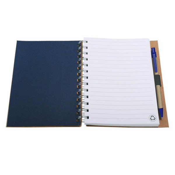 Obrázky: Modrý kroužkový zápisník z recykl. papíru s perem, Obrázek 4