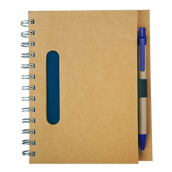 Obrázky: Modrý kroužkový zápisník z recykl. papíru s perem, Obrázek 5