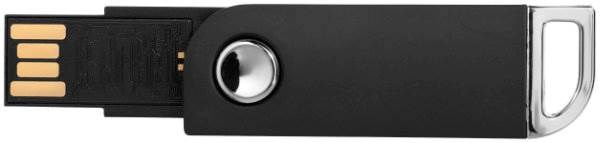 Obrázky: Černý otočný USB flash disk s úchytem na klíče, 2GB, Obrázek 2