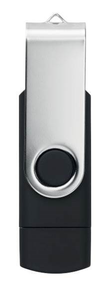 Obrázky: Černý OTG Twister USB flash disk s USB-C, 16GB, Obrázek 2