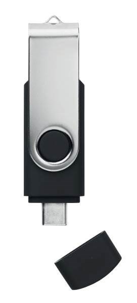 Obrázky: Černý OTG Twister USB flash disk s USB-C, 16GB, Obrázek 3