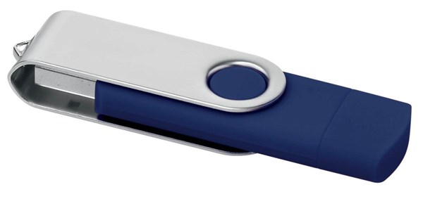 Obrázky: Tmav.modrý OTG Twister USB flash disk s USB-C, 4GB