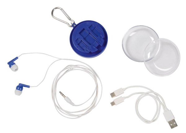 Obrázky: 2v1 sluchátka s 3,5mm jackem a nabíjecím kabelem, modré, Obrázek 3