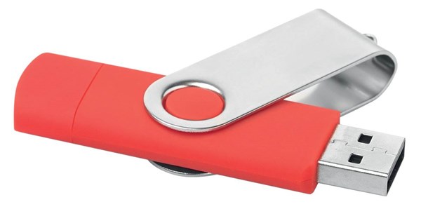 Obrázky: Červený OTG Twister USB flash disk s USB-C, 4GB, Obrázek 2