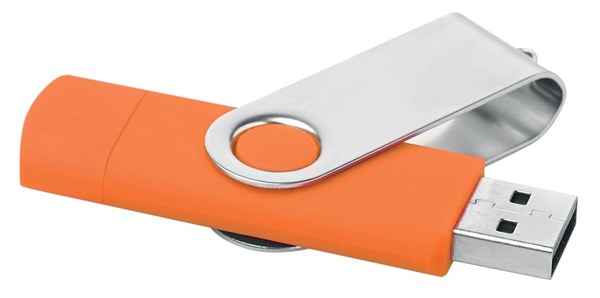 Obrázky: Oranžový OTG Twister USB flash disk s USB-C, 4GB, Obrázek 2