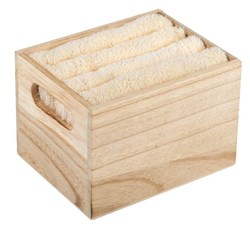Obrázky: Sada čtyř béžových ručníků v dřevěné krabičce