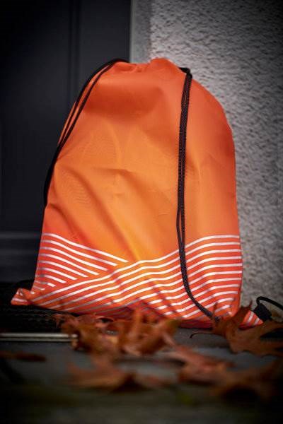Obrázky: Polyesterový batoh s reflex. pruhy, oranžový, Obrázek 2