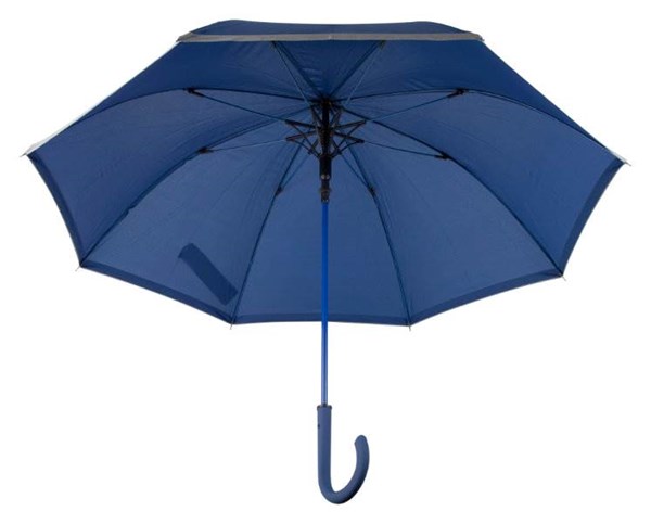 Obrázky: Automat. větru odolný deštník s reflex. lemem, modrý, Obrázek 2