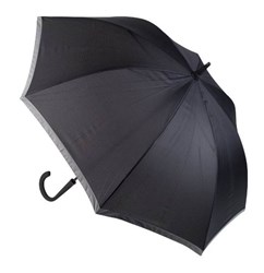 Obrázky: Automat. větru odolný deštník s reflex. lemem, černý