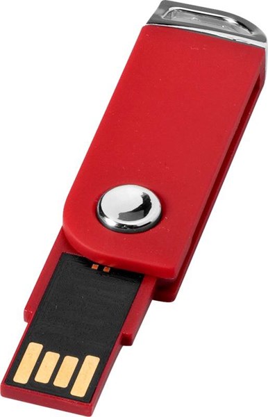 Obrázky: Červený otočný USB flash disk, úchyt na klíče, 2GB