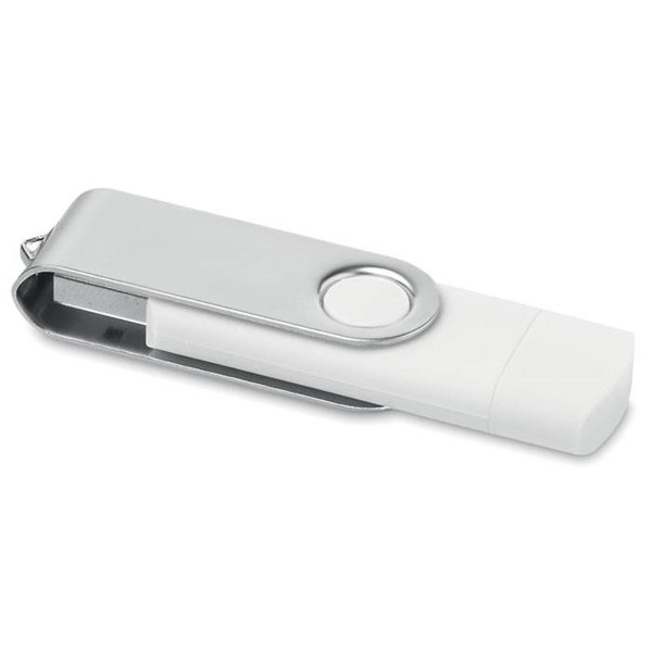 Obrázky: Bílý OTG Twister USB flash disk s USB-C, 16GB, Obrázek 2