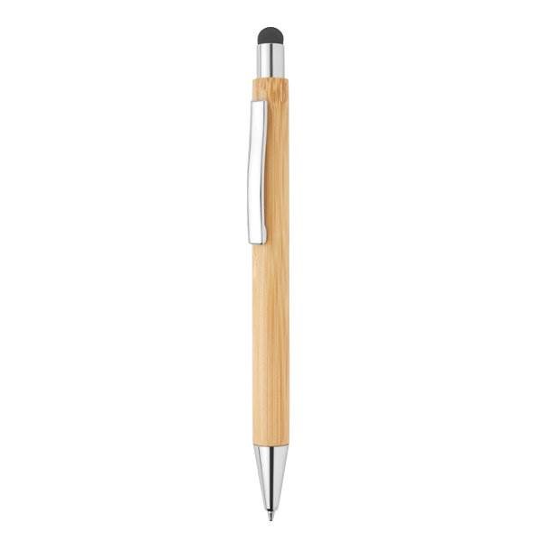 Obrázky: Kuličkové pero a stylus z bambusu s chrom.doplňky