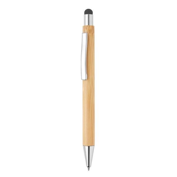 Obrázky: Kuličkové pero a stylus z bambusu s chrom.doplňky