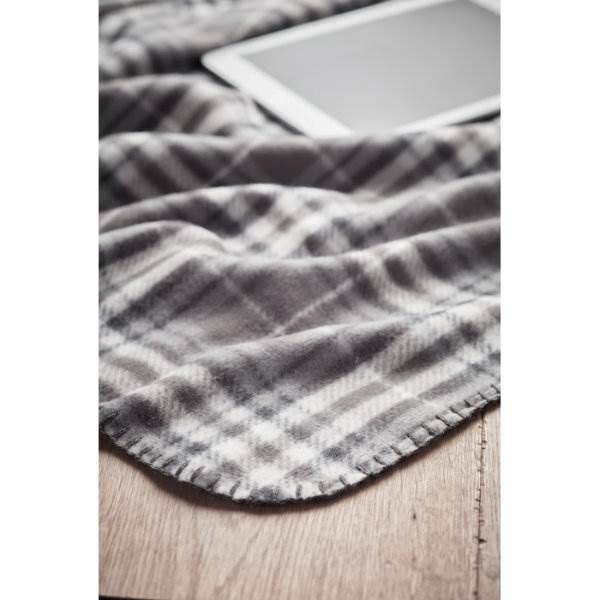 Obrázky: Kostkovaná fleecová deka z RPET v obalu, šedá, Obrázek 2