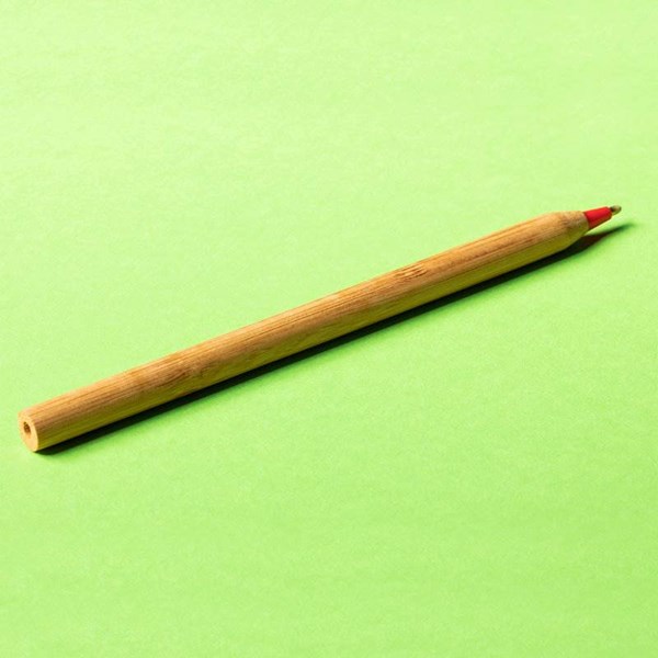 Obrázky: Kuličkové pero z bambusu, červené