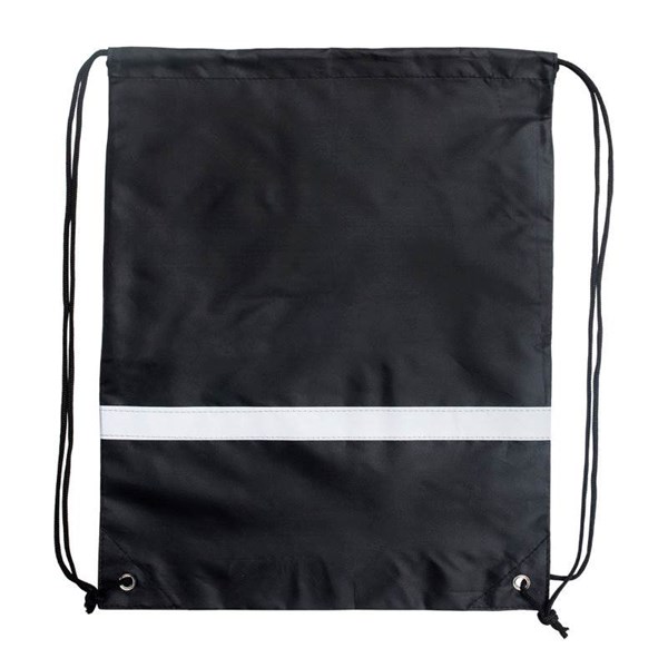 Obrázky: Stahovací batoh s reflexním páskem, černý, Obrázek 3