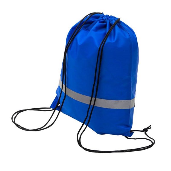 Obrázky: Stahovací batoh s reflexním páskem, modrý, Obrázek 2