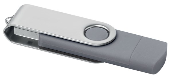 Obrázky: Šedý OTG Twister USB flash disk s USB-C, 32GB