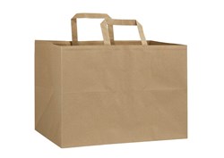 Obrázky: Papírová taška-menu box-35x23x25 cm, ploché držadlo, natural,110g