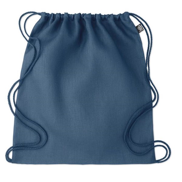 Obrázky: Modrý stahovací batoh z konopí