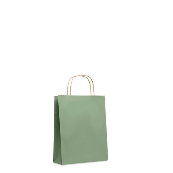 Obrázky: Papírová taška zelená 18x8x21cm, kroucená držadla
