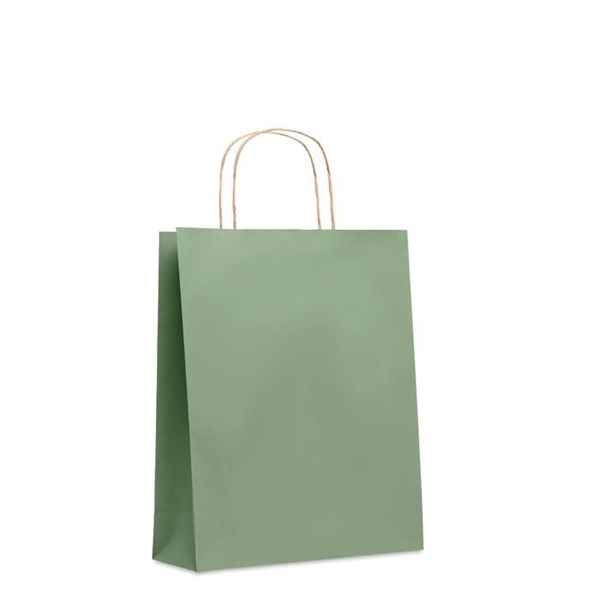 Obrázky: Papírová taška zelená 25x11x32cm, kroucená držadla